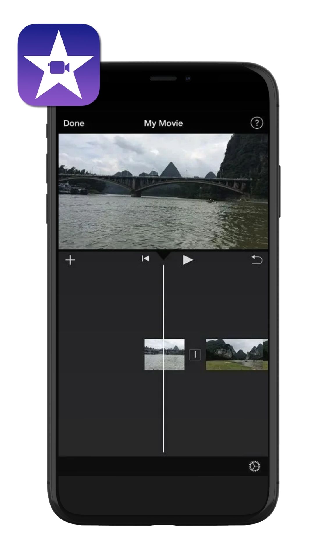 UI of iMovie to edit video